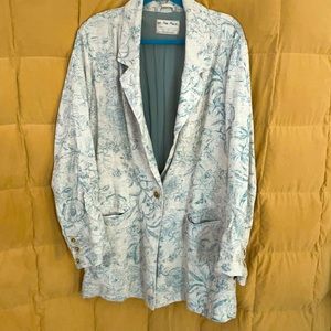 We The Free Everly Blazer, Print Linen  (Large) designed loosely, off shoulder.